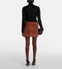 Belted suede miniskirt