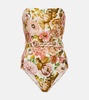 Golden belted floral swimsuit