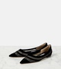 Love tulle-trimmed velvet ballet flats 