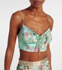 Gathered floral silk bralette 