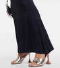 Ruched denim maxi skirt 