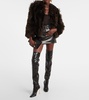 Snake-effect leather over-the-knee boots