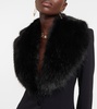 Faux-fur trimmed silk georgette coat 