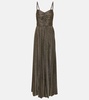 Ruched metallic gown