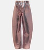 Metallic barrel-leg jeans