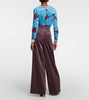 High-rise velvet wide-leg pants