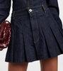 Pleated denim miniskirt