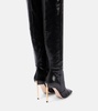 Snake-effect leather over-the-knee boots