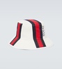 Logo-Embroidered Striped Cotton-Canvas Bucket Hat