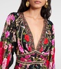 Embellished floral jersey minidress