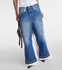 Paneled mid-rise wide-leg jeans