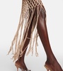 Fringe-trimmed crochet midi dress