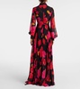 Floral pleated voile gown