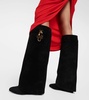 Shark Lock suede knee-high boots