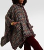 Wool-blend tweed poncho