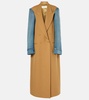 Blue & Tan Wool & Denim Coat