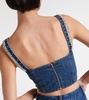 Embellished denim crop top