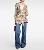 Floral silk wrap jacket