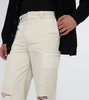 Distressed straight-leg cotton pants