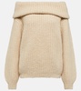 Off-shoulder ribbed-knit cashmere sweater