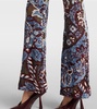 Floral velvet jacquard flared pants