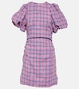 Checked cotton-blend minidress