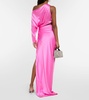 Draped cutout silk satin gown