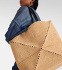 Puzzle Fold XL raffia tote bag