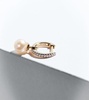 14kt gold single hoop earring with diamonds and freshwater pearl