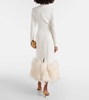 Bridal feather-trimmed cady midi dress