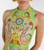 Pinball printed linen and silk minidress