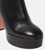 Groove leather platform ankle boots