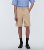 Leather-trimmed cotton shorts