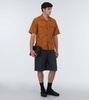 Wool gabardine belted shorts