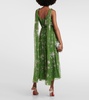 Floral caped silk maxi dress