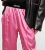 High-rise silk-blend satin pants