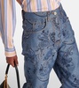 Paisley jacquard wide-leg jeans