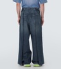 Pleated high-rise wide-leg jeans