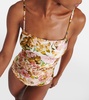 Golden belted floral swimsuit