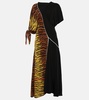 Asymmetric animal-print silk maxi dress