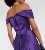 Off-shoulder bustier satin gown