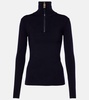 Half-zip wool-blend top