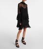 Ruffled silk chiffon minidress