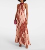 Printed halterneck silk gown