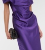 Off-shoulder bustier satin gown