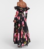 Off-shoulder floral cotton maxi dress