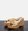 Avenue metallic leather wedge sandals