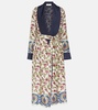 Belted printed silk coat