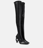 Chain over-the-knee leather boots