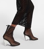 La Cage mesh and PU wedge ankle boots